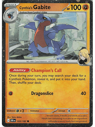 Cynthia's Gabite (Cosmos Holo) #103