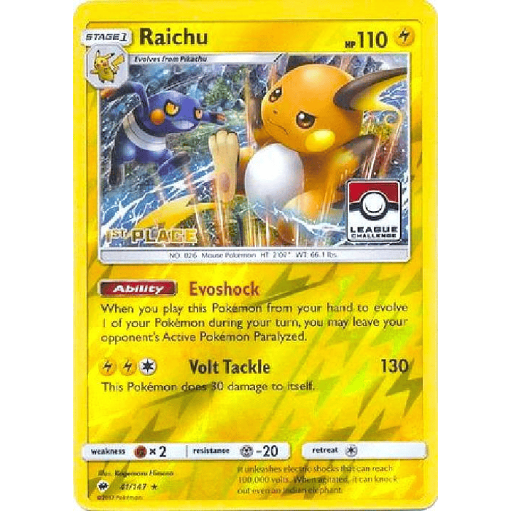 Raichu - 41/147 (League Challenge) [1st Place] #041 1