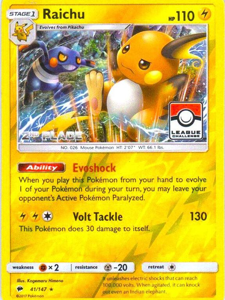 Raichu - 41/147 (League Challenge) [2nd Place] #041 1