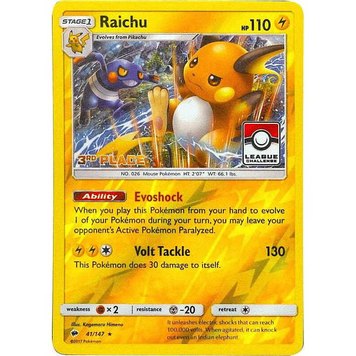 Raichu - 41/147 (League Challenge) [3rd Place] #041 1