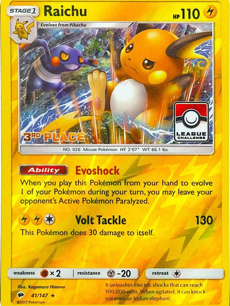 Raichu - 41/147 (League Challenge) [3rd Place] #041 1