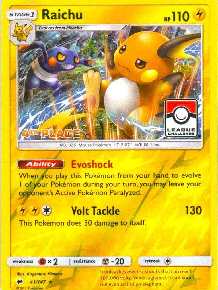 Raichu - 41/147 (League Challenge) [4th Place] #041 1
