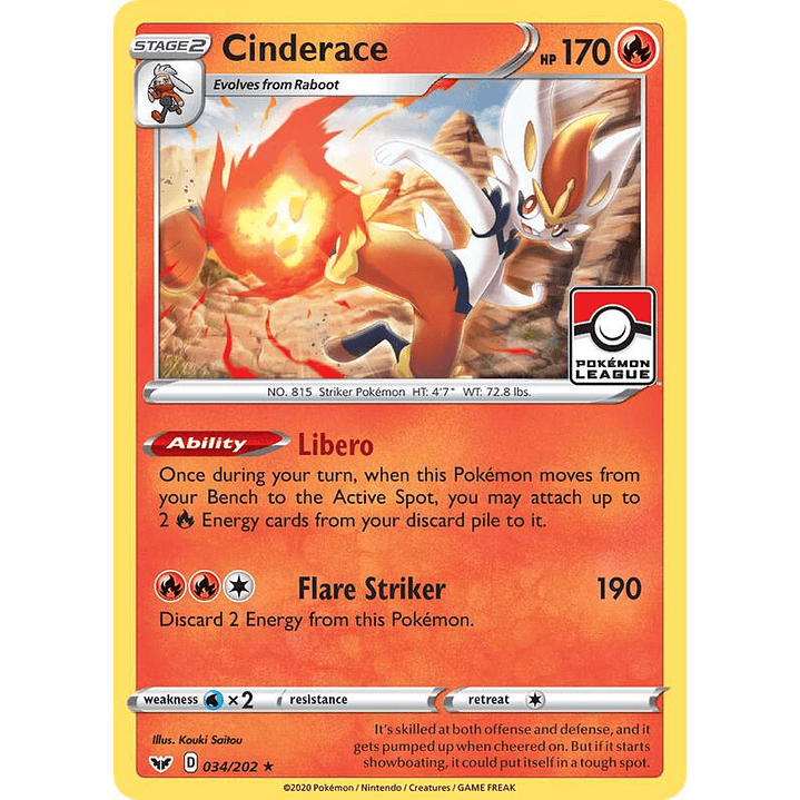 Cinderace - 034/202 (Pokemon League) #034 1