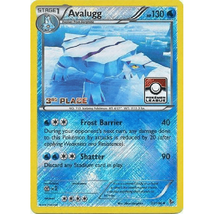 Avalugg - 31/106 (Pokemon League) [3rd Place] #031 1
