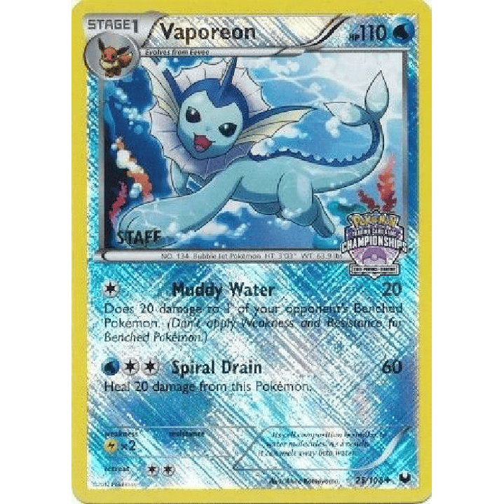 Vaporeon - 25/108 (State Championships) [Staff] #025 1