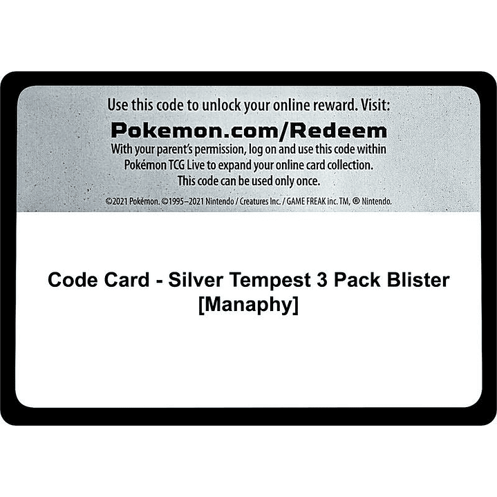 Code Card - Silver Tempest 3 Pack Blister [Manaphy] 1