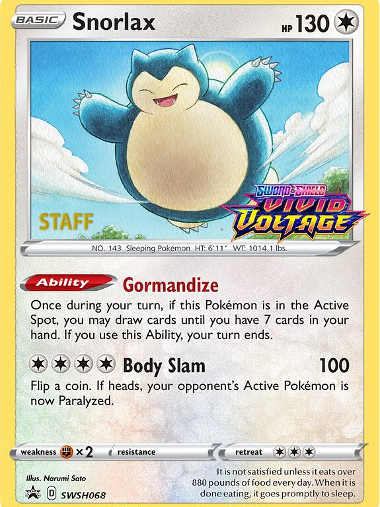 Snorlax - SWSH068 (Prerelease) [Staff] #SWSH068 1