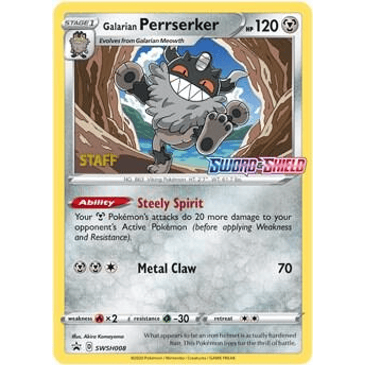 Galarian Perrserker - SWSH008 (Prerelease) [Staff] #SWSH008 1