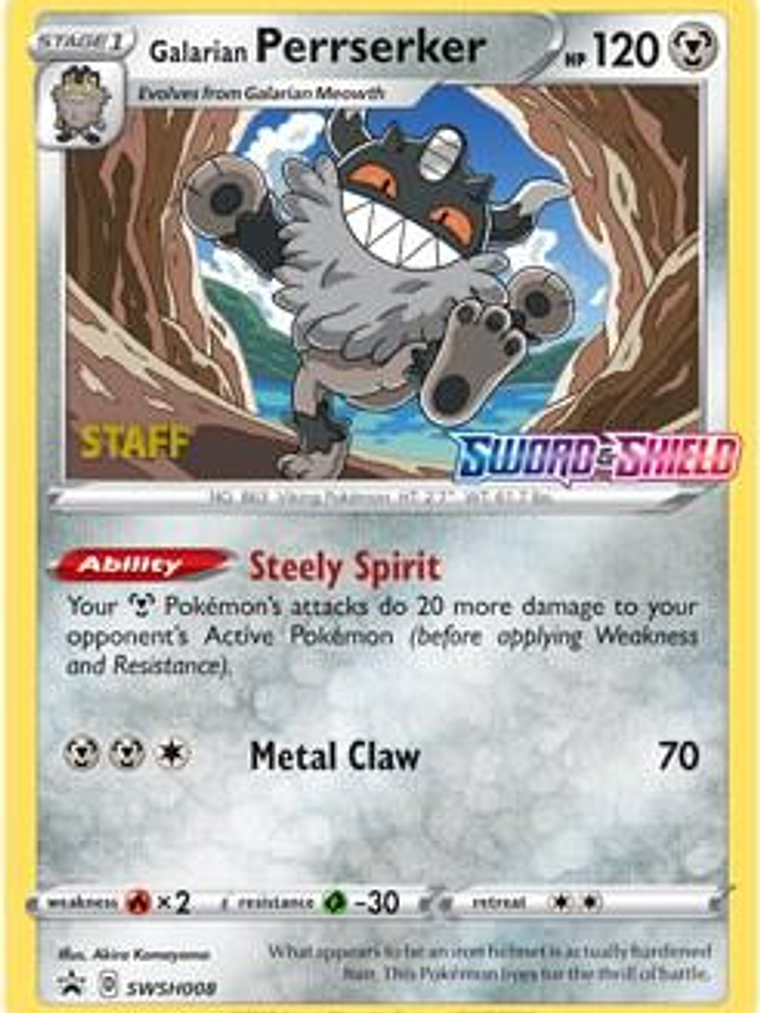 Galarian Perrserker - SWSH008 (Prerelease) [Staff] #SWSH008 1