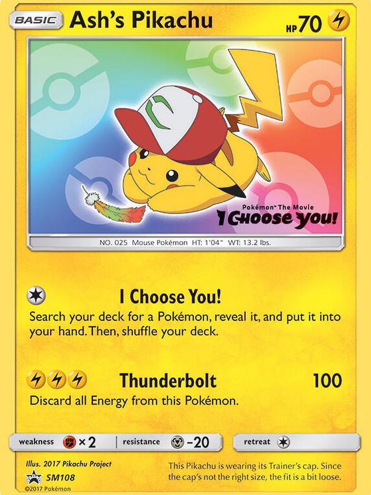 Ash's Pikachu #SM108 1