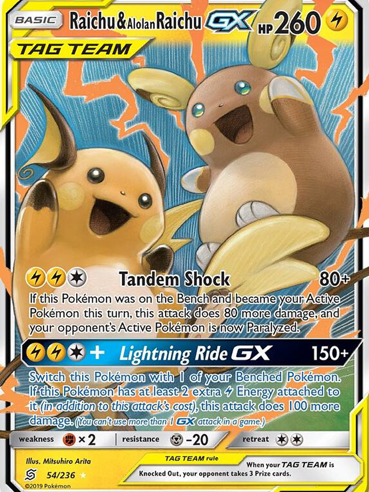 Raichu & Alolan Raichu GX #54 1