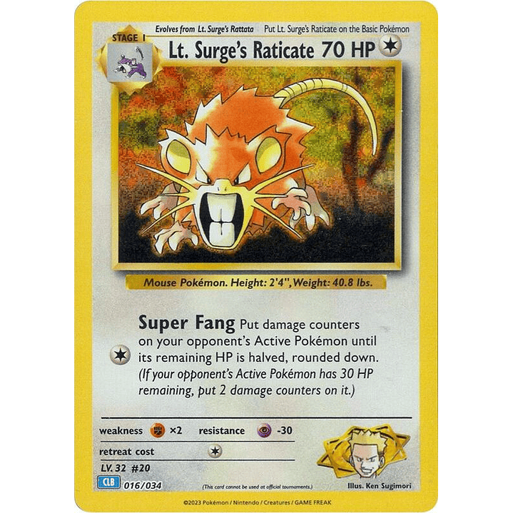 Lt. Surge's Raticate #016 1