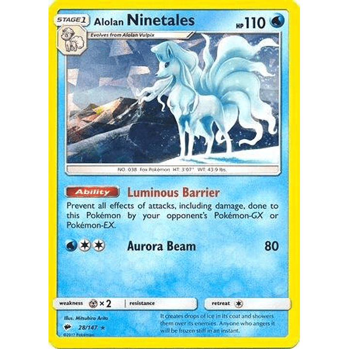 Alolan Ninetales - 28/147 (Cracked Ice Holo) #028 1