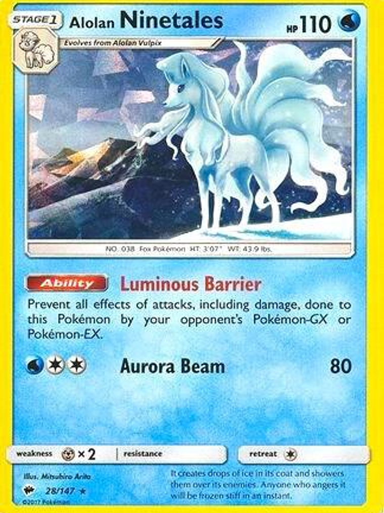 Alolan Ninetales - 28/147 (Cracked Ice Holo) #028 1