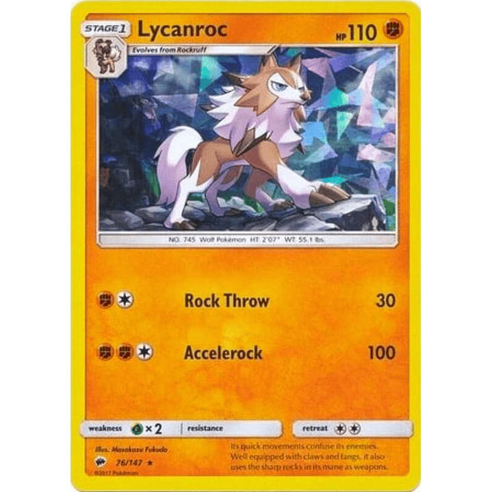 Lycanroc - 76/147 (Cracked Ice Holo) #076 1