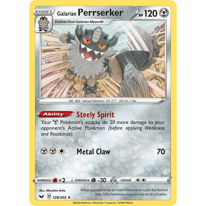 Galarian Perrserker 128/202 (SWSH Base Set) #128 1