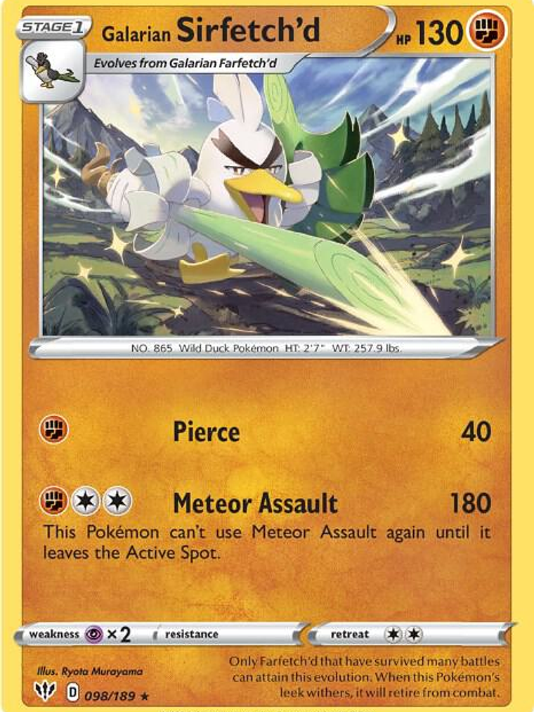 Galarian Sirfetch'd - 98/189 (Cracked Ice holo) #098 1