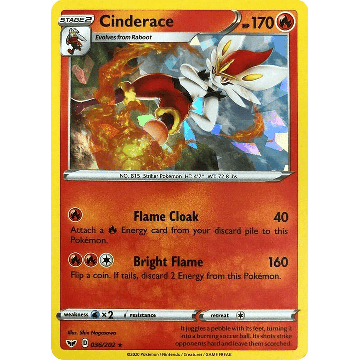 Cinderace - 036/202 (Cracked Ice Holo) #036 1