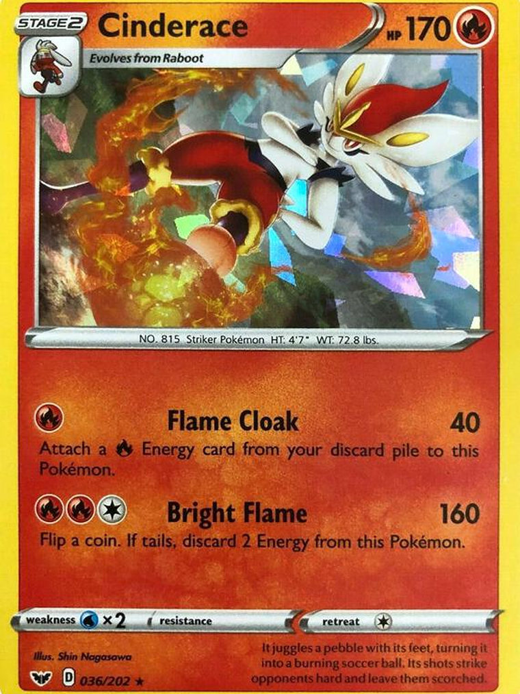 Cinderace - 036/202 (Cracked Ice Holo) #036 1