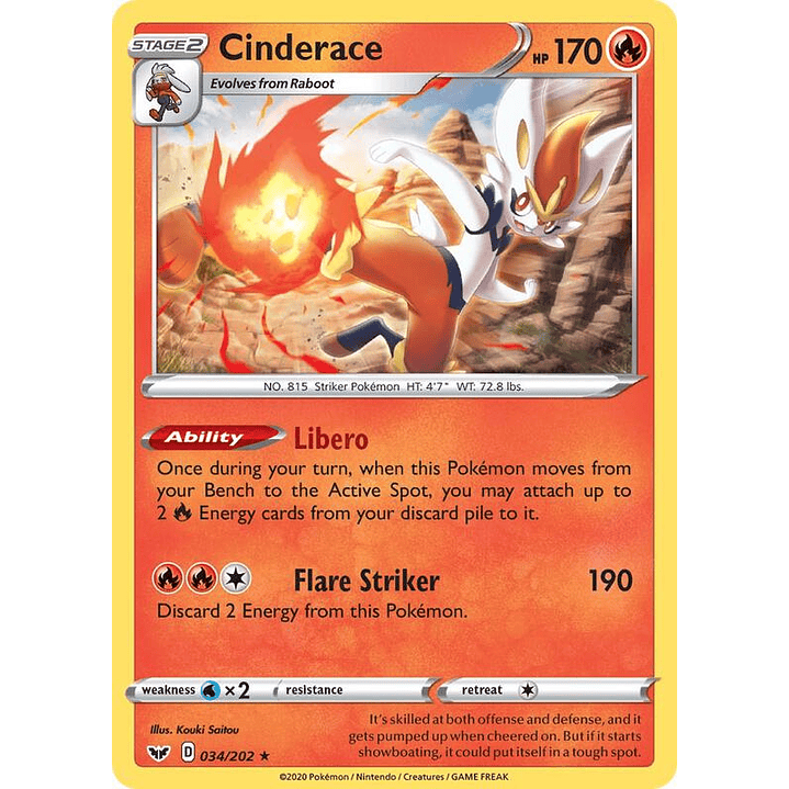 Cinderace - 034/202 (Non-Holo) #034 1
