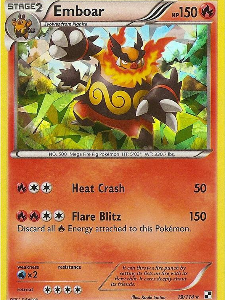 Emboar - 19/114 (Cracked Ice Holo) #019 1