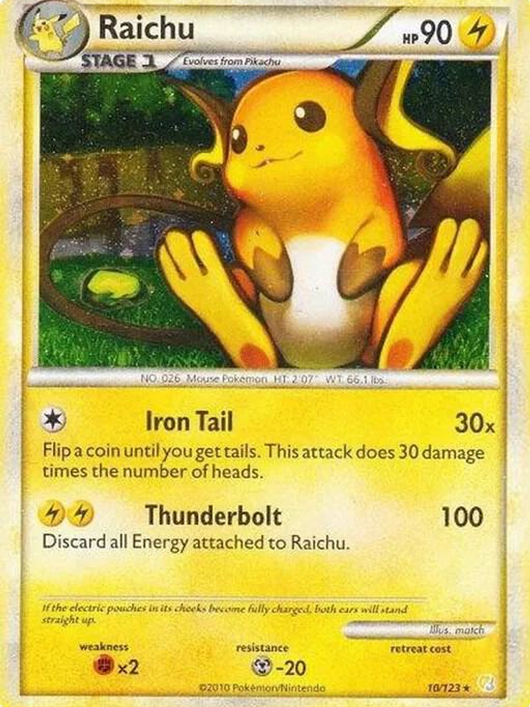 Raichu - 10/123 (Cracked Ice Holo) #010 1