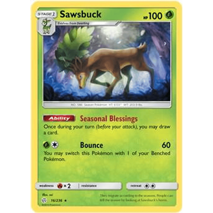 Sawsbuck - 16/236 (Prerelease Kit Exclusive) #016 1