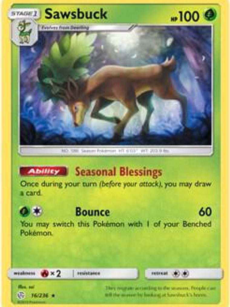 Sawsbuck - 16/236 (Prerelease Kit Exclusive) #016 1