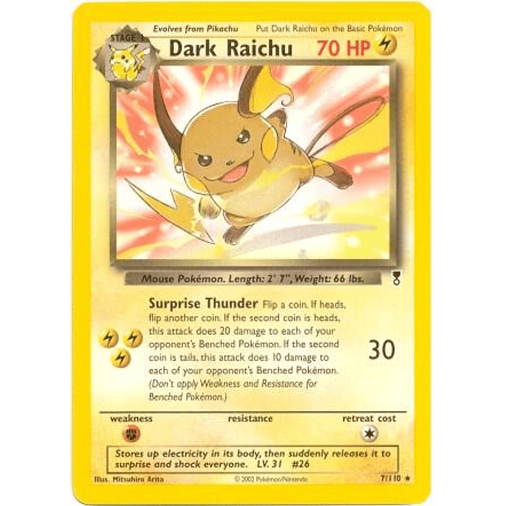 Dark Raichu - 7/110 (WotC Legendary Collection) #007 1