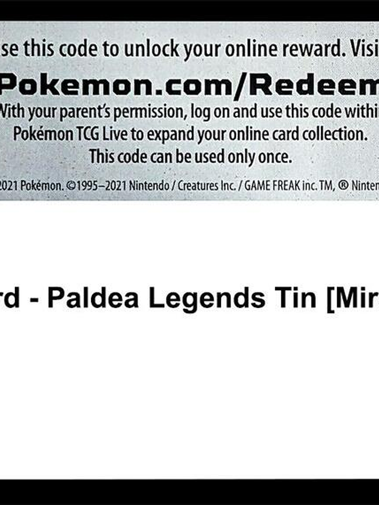 Code Card - Paldea Legends Tin [Miraidon ex] 1