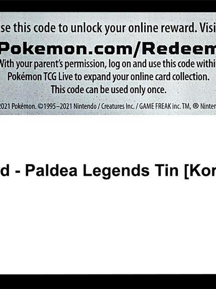 Code Card - Paldea Legends Tin [Koraidon ex] 1