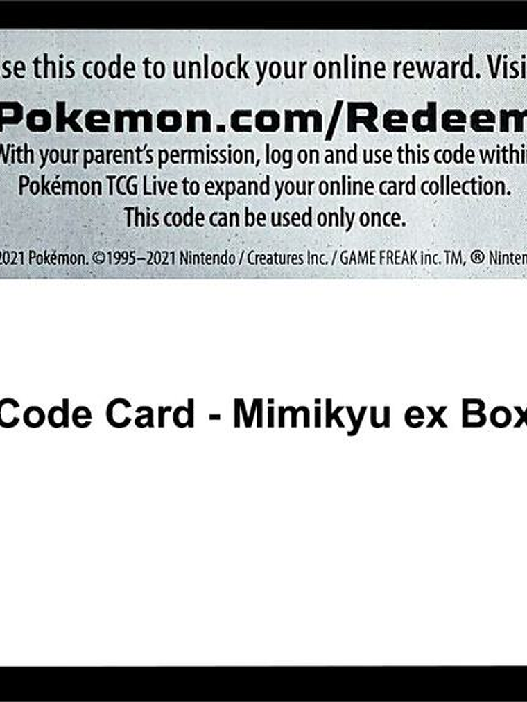 Code Card - Mimikyu ex Box 1