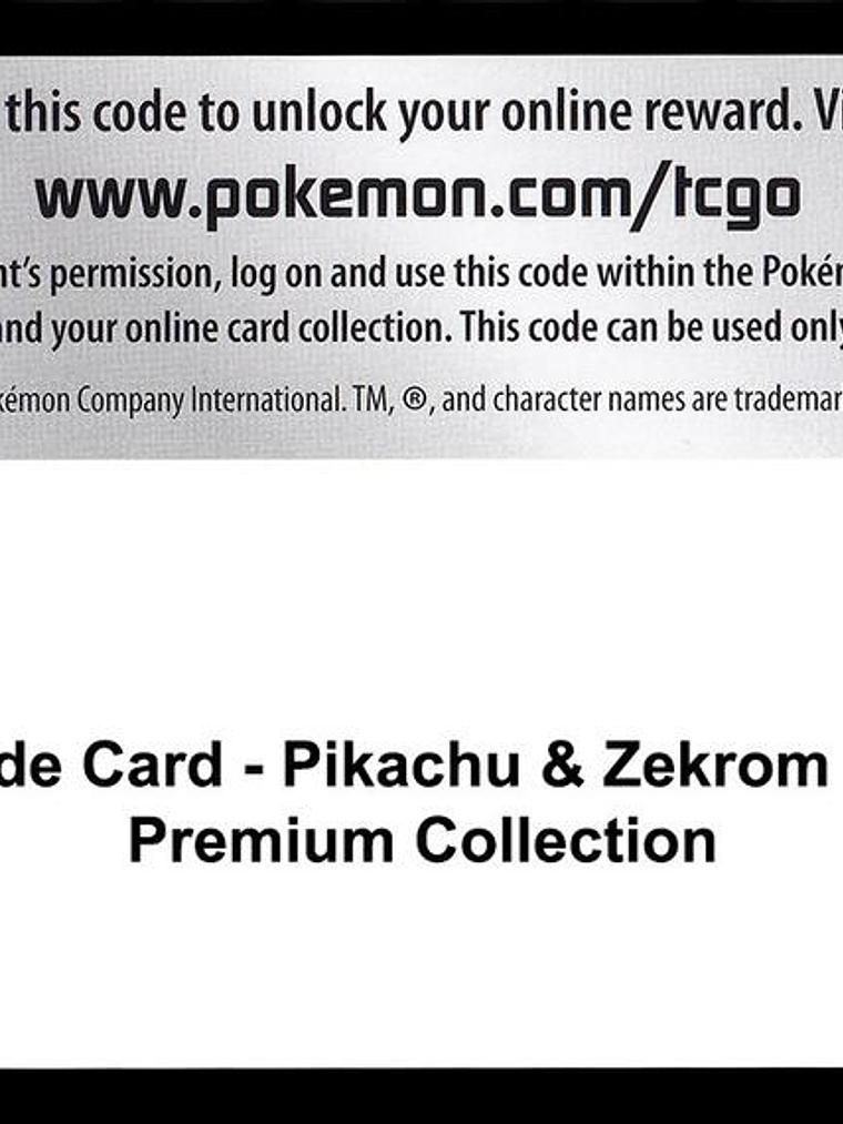 Code Card - Pikachu & Zekrom GX Premium Collection 1
