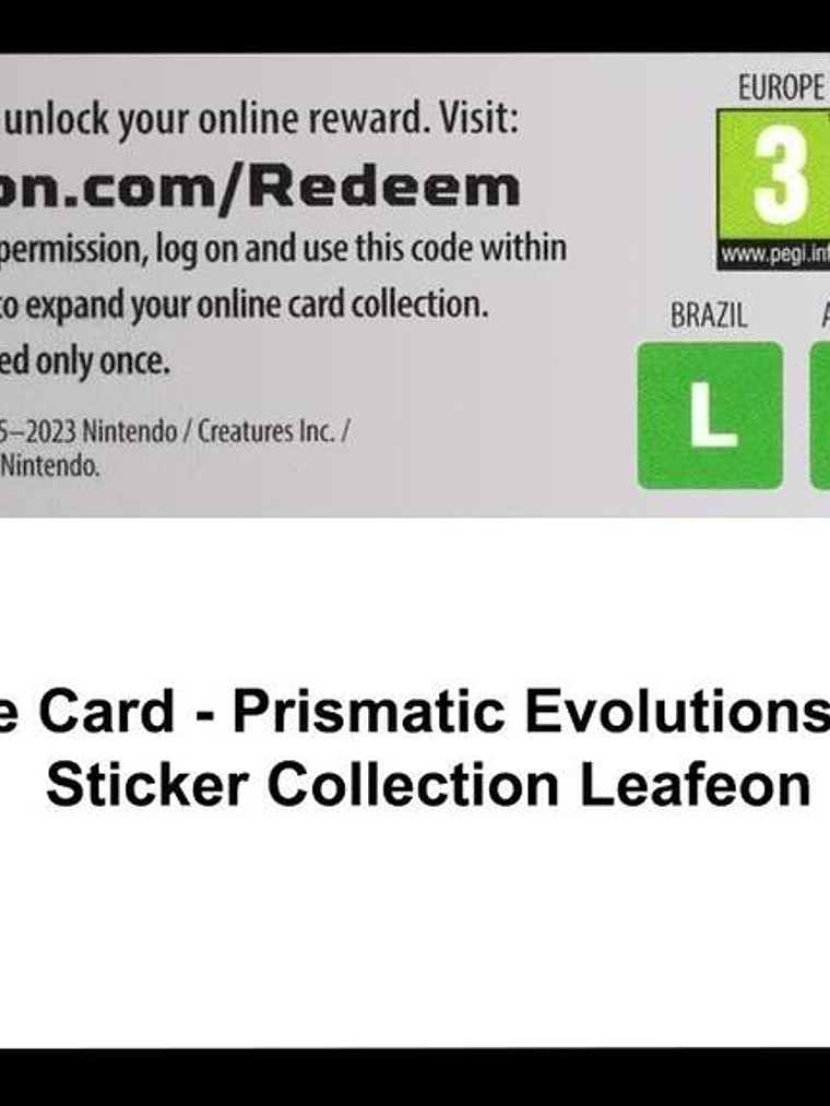 Code Card - Prismatic Evolutions Tech Sticker Collection [Leafeon] 1