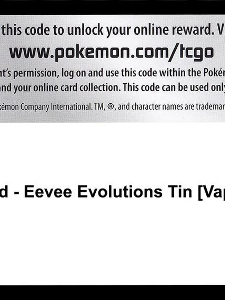 Code Card - Eevee Evolutions Tin [Vaporeon V] 1