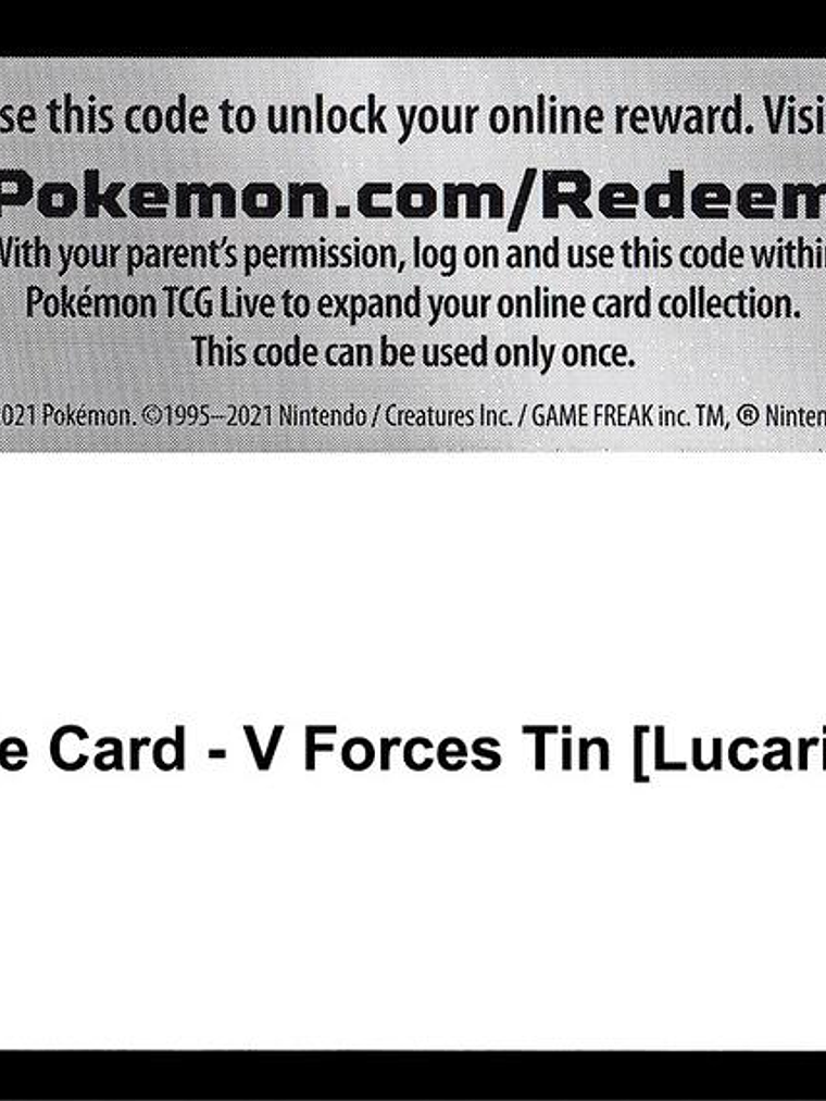 Code Card - V Forces Tin [Lucario V] 1