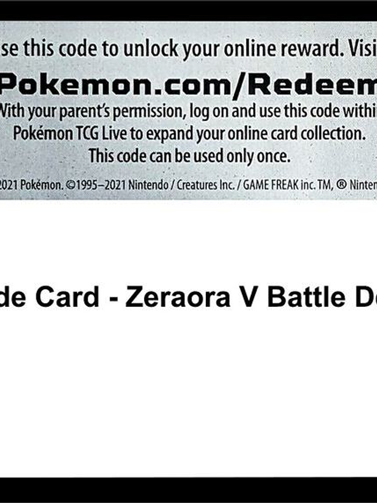 Code Card - Zeraora V Battle Deck 1