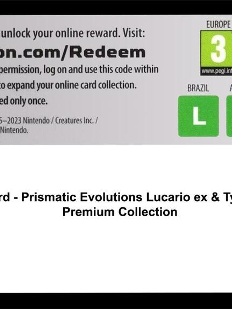 Code Card - Prismatic Evolutions Lucario ex & Tyranitar ex Premium Collection 1