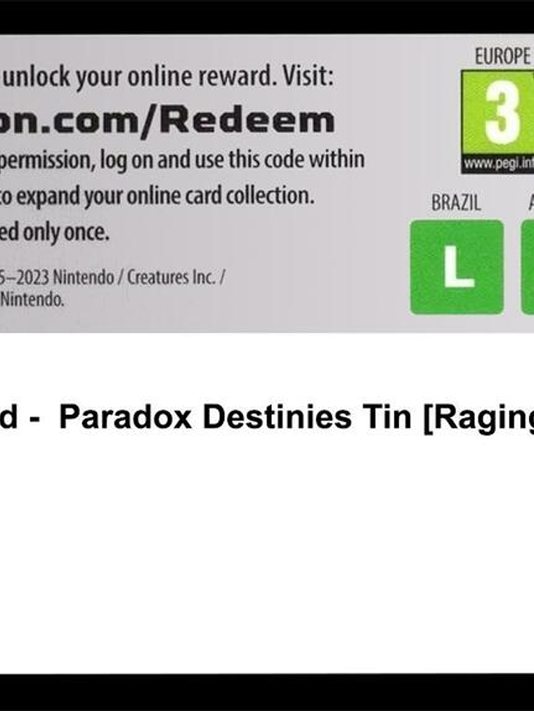 Code Card - Paradox Destinies Tin [Raging Bolt ex] 1