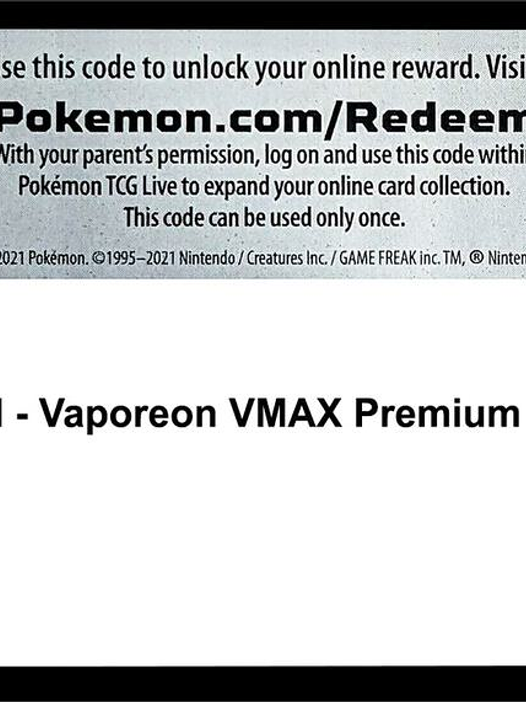 Code Card - Vaporeon VMAX Premium Collection 1