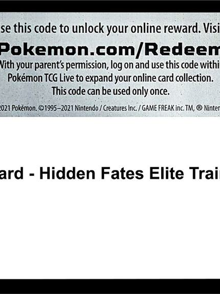 Code Card - Hidden Fates Elite Trainer Box 1
