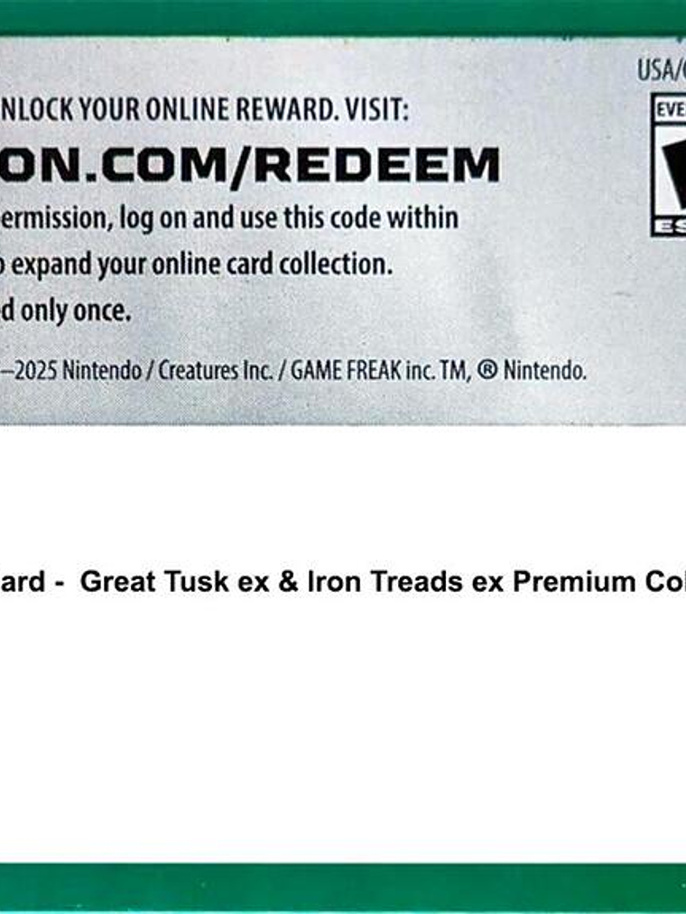Code Card - Great Tusk ex & Iron Treads ex Premium Collection 1