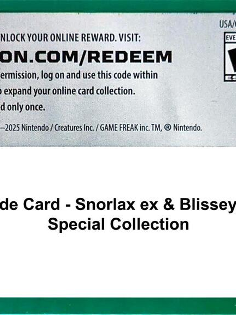 Code Card - Snorlax ex & Blissey ex Special Collection 1