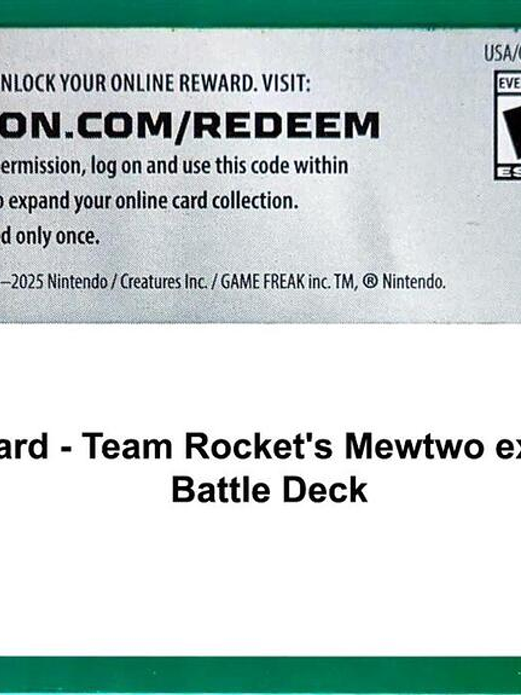 Code Card - Team Rocket's Mewtwo ex League Battle Deck 1