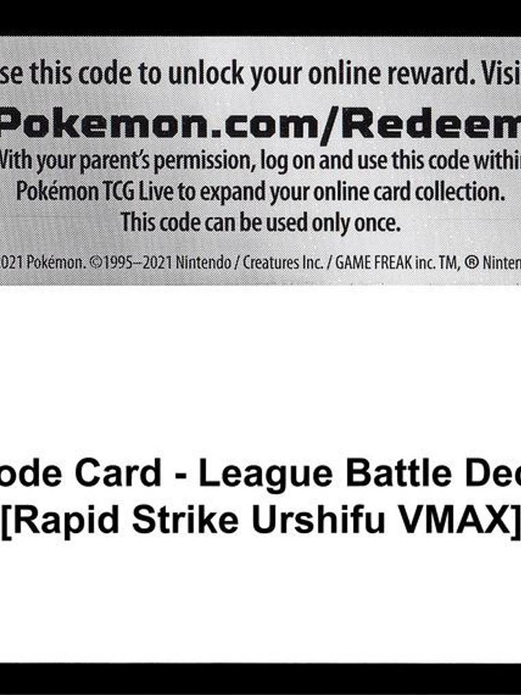 Code Card - League Battle Deck [Rapid Strike Urshifu VMAX] 1
