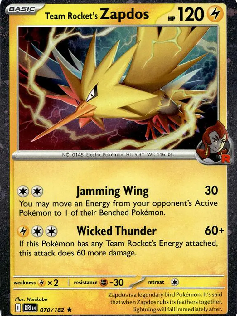 Team Rocket's Zapdos (Cosmos Holo) #070 1