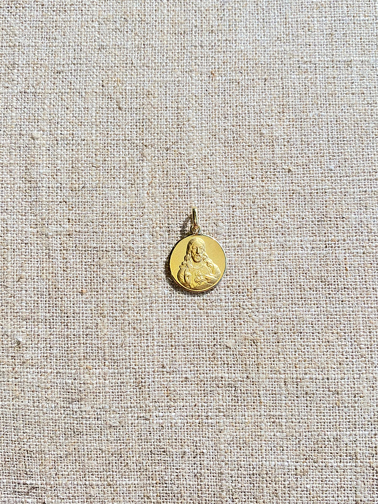 Medalla Escapulario Redondo Virgen del Carmen y Sagrado Corazón de Jesús  4