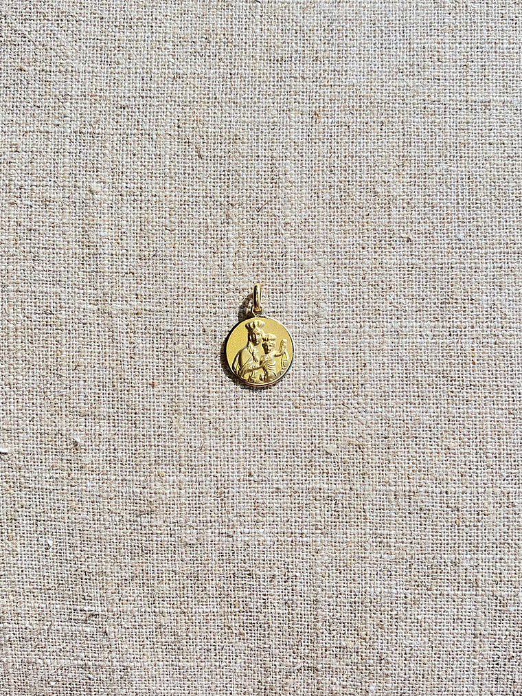 Medalla Escapulario Redondo Virgen del Carmen y Sagrado Corazón de Jesús  2