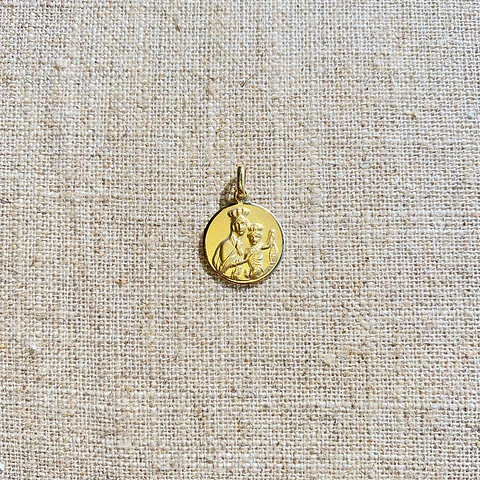 Medalla Escapulario Redondo Virgen del Carmen y Sagrado Corazón de Jesús 