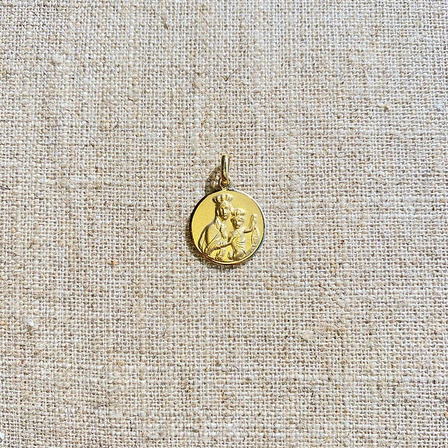 Medalla Escapulario Redondo Virgen del Carmen y Sagrado Corazón de Jesús 